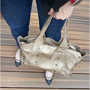 Jimmy Choo Lockett Shopper, Metallic Bronze Large Tote Bag